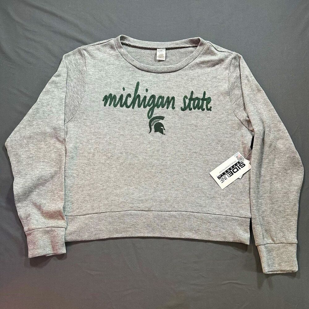 Michigan State Spartans Women’s XL Sweatshirt Gray Green NWT Sideline